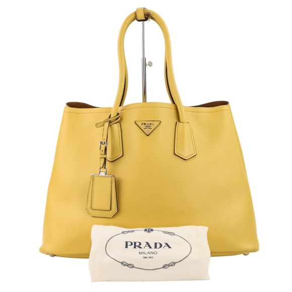 PRADA Citycalf Leather Tote Bag BR5070 Yellow - Picture 12 of 15